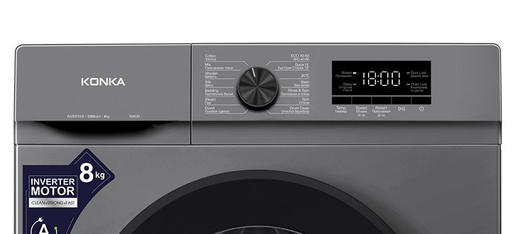 სარეცხი მანქანა 8კგ KONKA TCW455-L24W12-B 808GR - Image 2
